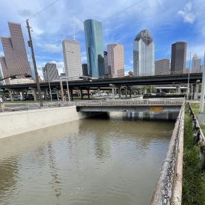 Underpasses and low-lying streets all over Houston are a threat to drivers who are unaware or do not notice high water markings. Location: Houston Ave @ Memorial Dr. High Water Marking on bridge reads 14 feet, 1 inch.